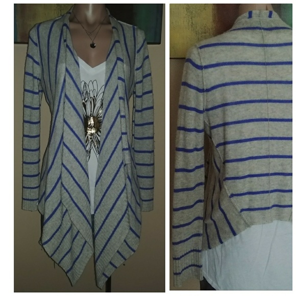 Striped Draped Cardigan Sweater Md 